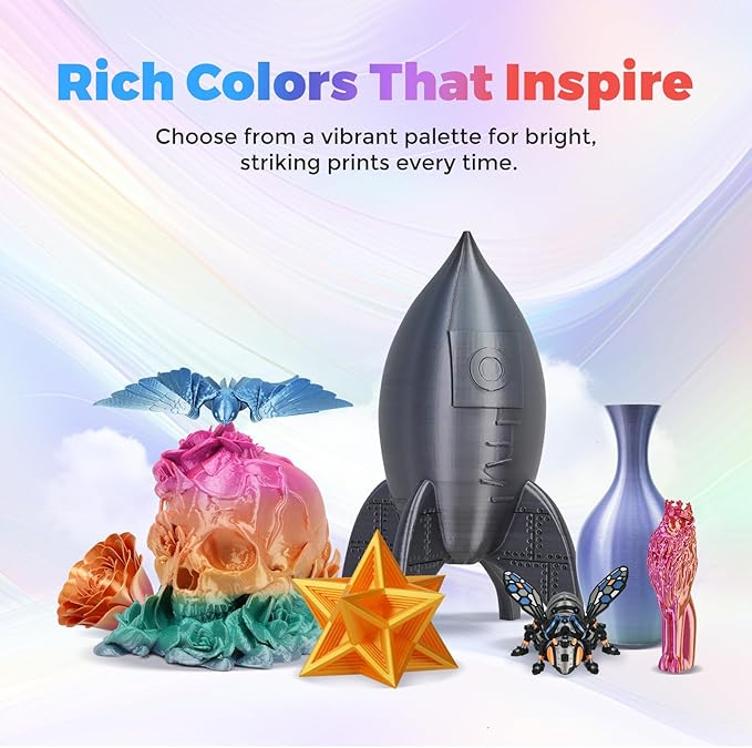 FLASHFORGE Silk PLA Filament 1.75mm, 3D Printer Filament 1kg (2.2lbs) Spool, Smooth and Silky Texture 3D Printing Filament, Dimensional Accuracy +/- 0.02mm