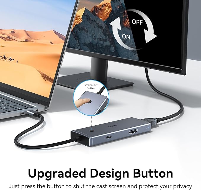 HODO Docking Station to Dual HDMI Monitors Adapter USB C to Dual HDMI Adapter 4K 60 Hz for Laptops Docking Station Dual Monitor with PD 3 USB Port Button Compatible for HP Elitebook Dell XPS 13 15 etc