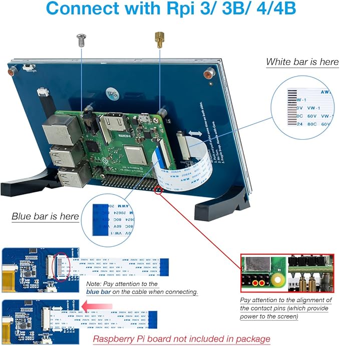 Hosyond 7 Inch Touchscreen IPS DSI Display Compatible with Raspberry Pi 5/4/3, 800x480 Pixel Capacitive Screen MIPI Driver-Free Interface