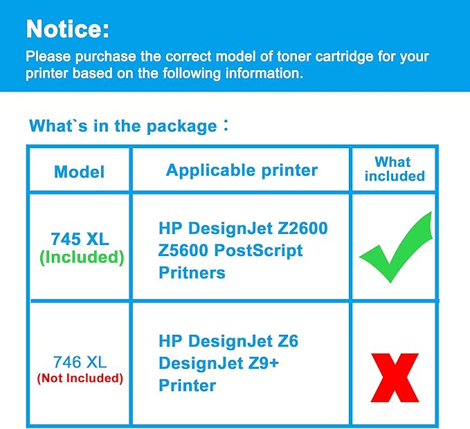 LCL 745 Ink Cartridge 300ml High Capacity Replacement for HP 745 Ink Cartridge 745 XL F9K06A F9K05A F9K04A F9K03A F9K02A F9K01A for DesignJet Z2600 Z5600 Postscript Printers (6-Pack MBK/PBK/C/M/Y/R)