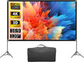 VISULAPEX Projector Screen with Stand 120 Inch, 16:9 4K HD Portable Projector Screen Indoor Outdoor, Foldable Wrinkle-Free Movie Screen 160° Front Rear Projection Screen with Carry Bag for Home Movie