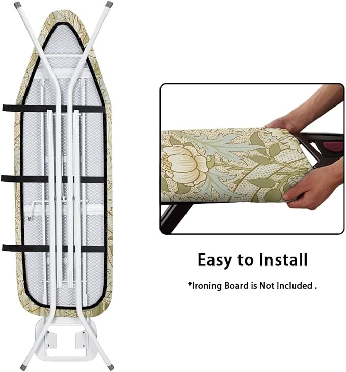 ZCFYGDX William Morris Prints Ironing Board Cover Easy Install St&ard Size with Elastic Edge 3 Bottom Nylon Buckle Straps Breathable Ironing Decor Suitable for Wide Ironing Board House Decor Size-M