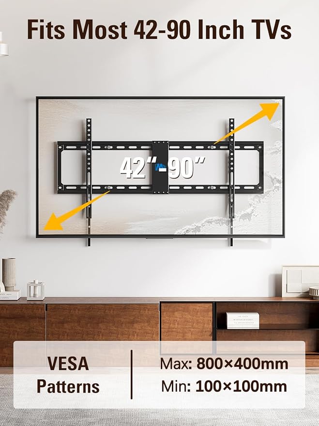 Mounting Dream Fixed TV Wall Mount, Low Profile Wall Mount Bracket for Most 42-90 Inch Television, Flush TVs Mount for Space Saving, Fits 16", 24", 32" Studs, Max VESA 800x400mm and 132lbs MD2361-32