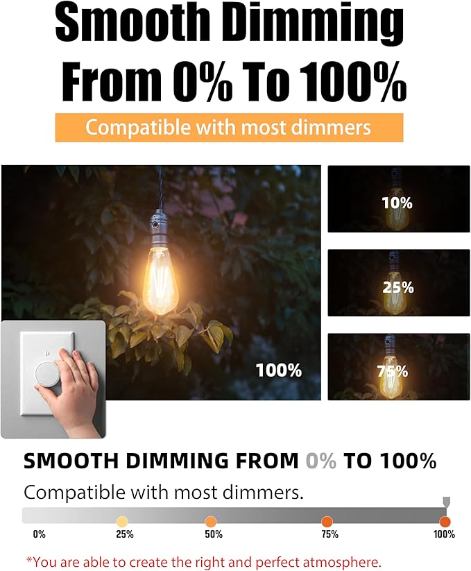 Lumiverse Dimmable Edison Bulbs 60 Watt LED, 2700K Soft White, Antique Style ST58 LED Filament Bulbs, E26 Base LED Bulb 5.5W, Clear Glass, Pack of 60