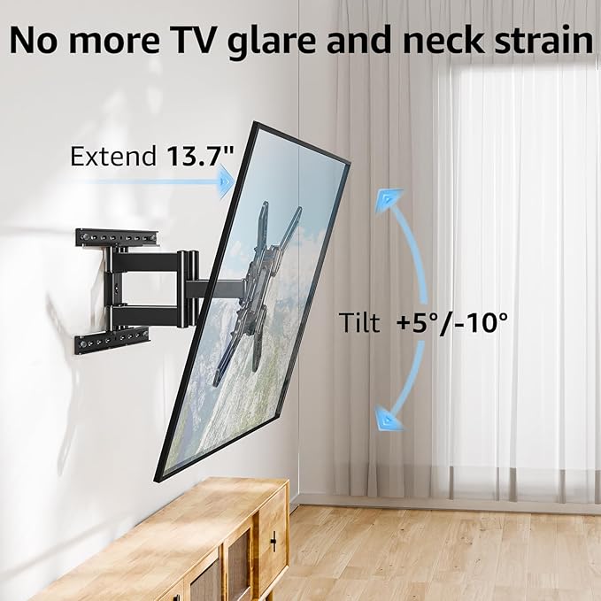 MOUNTUP Ultra Slim Full Motion TV Wall Mount, 1.3" Thin Low Profile TV Bracket for 26-60" LED OLED QLED TVs,Smooth Swivel Tilt Extension,Max Vesa 400x400mm,Up to 88lbs,Fits Single 12" 16" Studs,MU0062