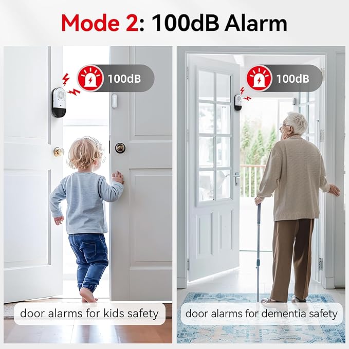 Sanjie Door Window Alarms - 5 Pack,125dB,Volume Control,Window Door Open Alarm Sensors for Kids Safety/Dementia/Pool,Wireless Sensors Keep Your Home Security,Easy to Install,Long Battery Life