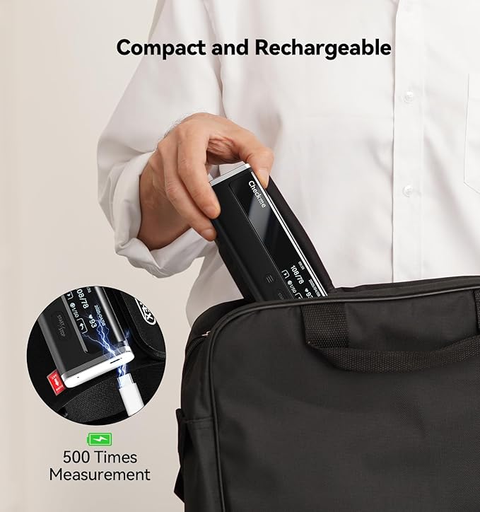Checkme WiFi Blood Pressure Monitor for Home Use, Bluetooth Automatic Arm Cuff, Smart Digital BP Machine, Wireless Portable USB Rechargeable with X3 Accuracy Function, Free APP for iOS & Android Black