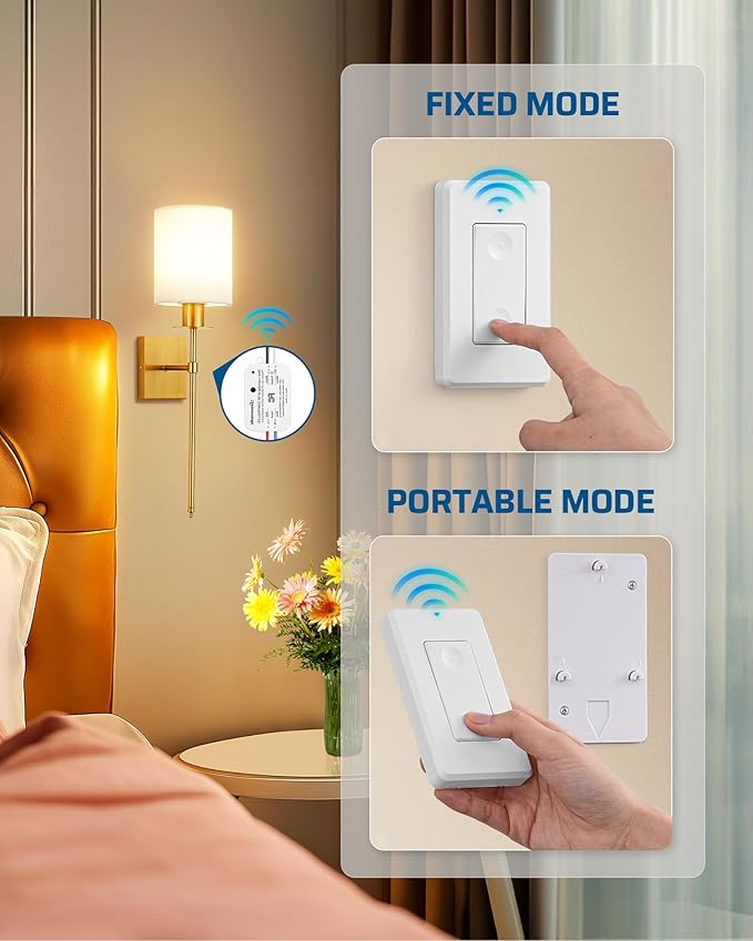 DEWENWILS Wireless Wall Light Switch Kit, No WiFi Needed Remote Control Switch for Small Appliance, Lamps, Lighting Fixture, No in-Wall Wiring, Long RF Range, 3 Pack Switches+1 Receiver