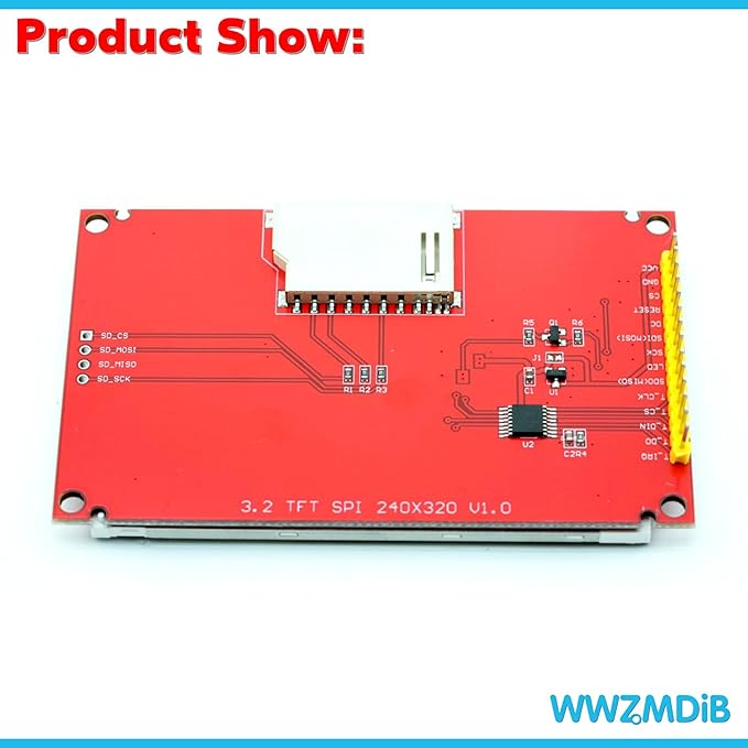 WWZMDiB TFT LCD Touch Display Module SPI Interface for Arduino (3.2", 320x240, ILI9341)