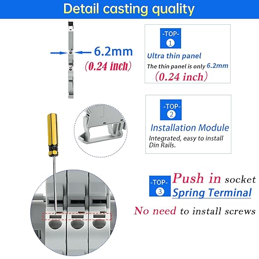 UL Listed 10Pcs Electromagnetic Relay for PLC;24V Relay Din Rail; 24VDC and 24VAC Both; SPDT 6 Amp Push in Socket Screw-Free Wiring