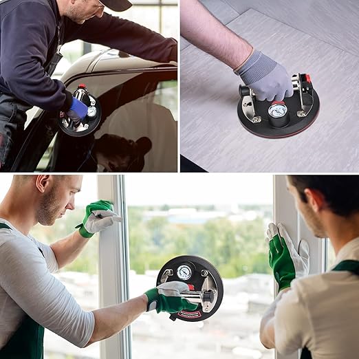 ZANSONG02 Heavy Duty Vacuum Suction Cup Lifter for Glass, Air Conditioner, Washing Machine, Refrigerator with Pressure Gauge(ZANSONG-2-1)
