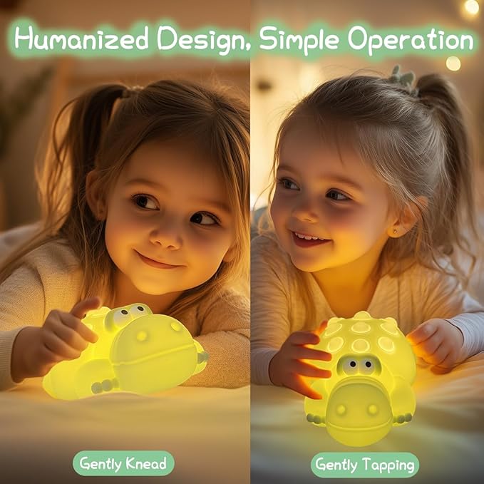 LEDHOLYT Night Light for Kids, Cute Silicone Nursery Crocodile Lamp with White Noise, NightLight for Baby and Toddler,Squishy Kawaii Bedside Lamp for Kids Room