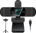 RUWBY Full HD 1080P Webcam with Built-in Dual Mics, Wide-Angle Lens, Privacy Cover, Tripod Stand, Autofocus Computer Camera, Plug and Play for Desktop PC or Laptop