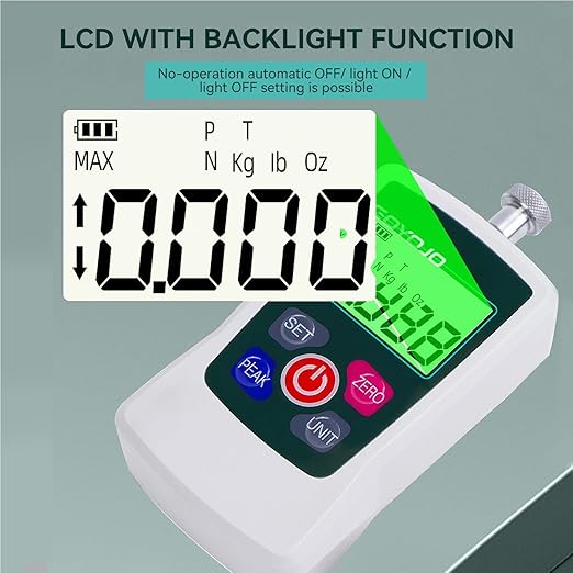 GOYOJO Digital Force Gauge High-Precision Push-Pull Meter for Tension & Compression Testing Units (N, kg, lb, oz) Real-Time/Peak/First Peak Modes Ideal for Quality Control & Material Testing (10N)