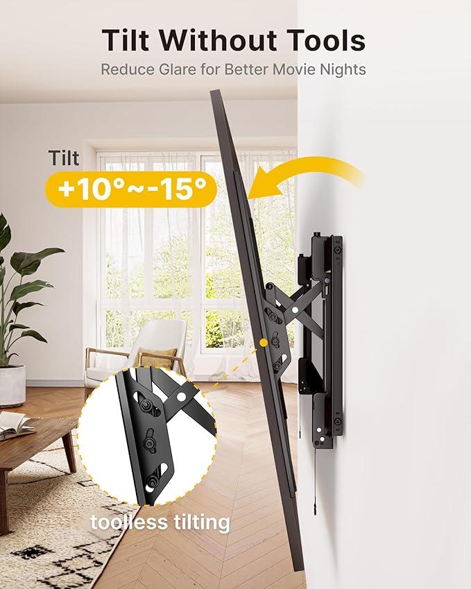 monTEK Heavy Duty Tilting TV Wall Mount for 55–105" Large TVs up to 200 lbs – Low Profile, Universal Fit, Tilt & Swivel Adjustment, 6.8" Extension, Max VESA 1000x600mm, Fits 16"/18"/24"/32" Studs