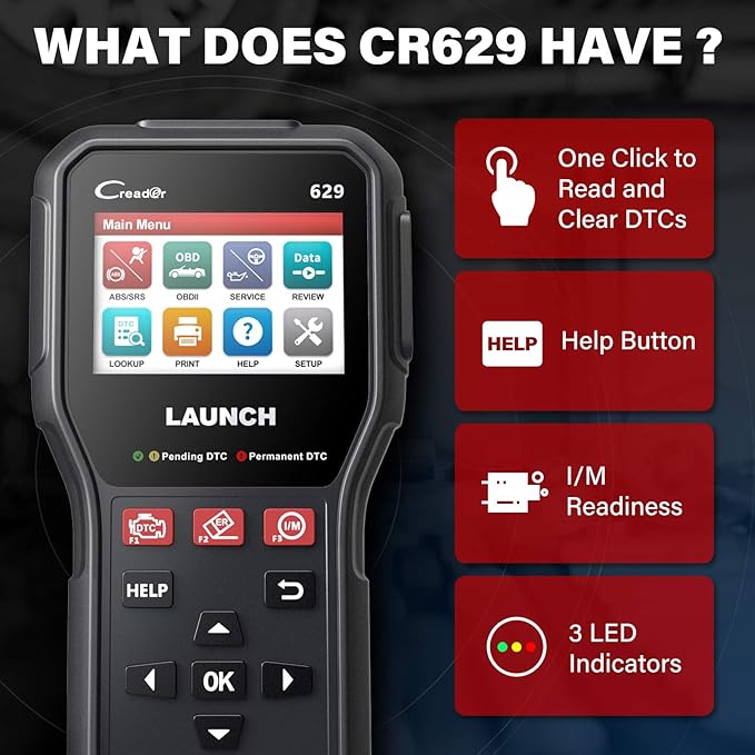 Launch CR629 OBD2 Scanner 2026 Scan Tool with Reset Oil/BMS Service+Live Data, Professional Mechanic Full OBDII Diagnostic Code Reader for Read/Clear DTCs Lifetime Free Update