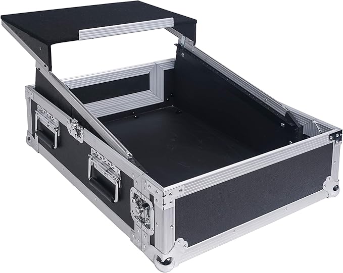Sound Town 2U Glide Style Rack Case with 11U Slant Mixer Top, 20.7” Rackable Depth and Laptop Platform - Pro Tour Grade (STMR-2ULT)