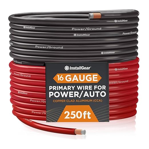 InstallGear 16 Gauge 250ft Speaker Wire - Oxygen-Free Copper Wire for Car Audio, Home Theater, Stereo, and Surround Sound Systems - Durable and Easy to Install - Red, Black