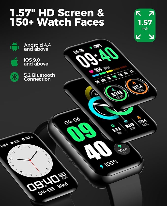 Smart Watch Fitness Tracker (Answer/Make Call), 24/7 Heart Rate Spo2 Blood Pressure Monitor Sleep Tracker, 114 Sports Modes Pedometer Calorie Step Tracker, Waterproof Activity Tracker for Women Men