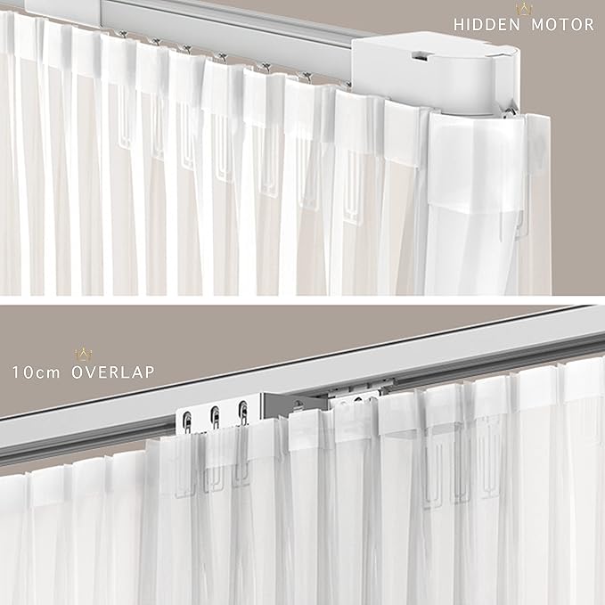 Quoya QL600 Smart Electric Curtain Track, Motorized Motor, Adjustable Track Length, Compatible with Alexa, Google, Siri, Apple Watch (QL600, up to 196 inches (5m))
