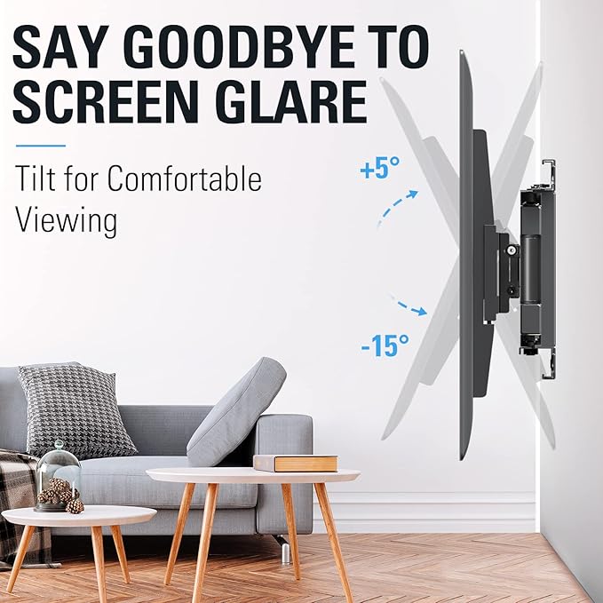 Mounting Dream TV Wall Mount for Most 32-65 Inch TV, Full Motion TV Mount with Dual Arms, Wall Mount Bracket with Swivel and Tilt, Fits 16", 18", 24" Studs, Max VESA 400x400mm, 99 LBS, MD2380-24K