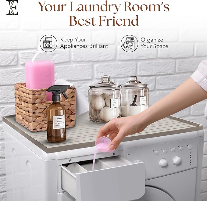 1 PC Washer and Dryer Top Cover Protectors 25" x 25", Laundry Machine Dust Guards (Sand (Beige))
