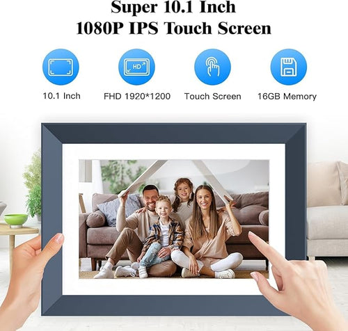 10.1" Digital Picture Frame Smart-Digital-Photo-Frame - 1920 * 1200 IPS FHD Touch Screen Digital Frame, Auto Rotate, 16GB Memory, Load Photos Videos from Phone via App or Email, for Mom