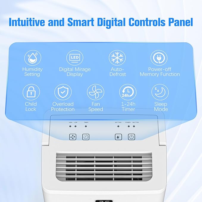 DEVERSE Max 25 Pints Dehumidifier for Home/Bedroom/Basement, 1500 Sq.Ft Coverage, with Drain Hose, Smart Humidity Control & Large Tank