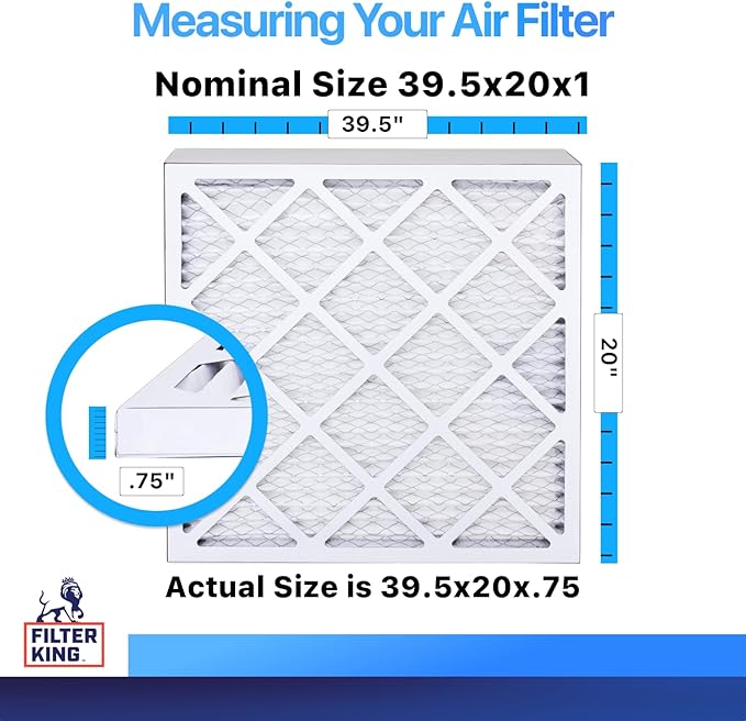 Filter King 39.5x20x1 Air Filter | 4-PACK | MERV 8 HVAC Pleated A/C Furnace Filters | MADE IN USA | Actual Size: 39.5 x 20 x .75"