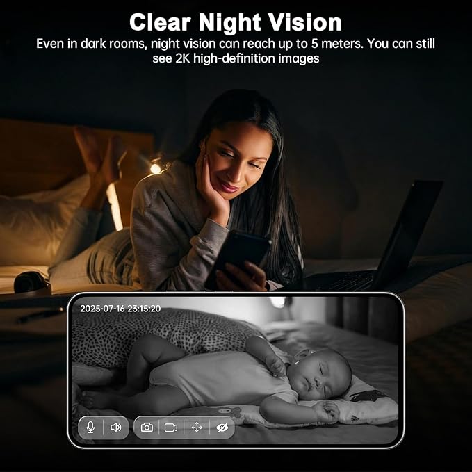 Jqimn 2K Security Camera Indoor - 5G&2.4G WiFi Cameras for Home Security, Pet/Dog/Baby Monitor with Phone APP 360Pan/Tilt, One-Tap Call 911, Al Motion Tracking, 24/7 Recording, Night Version