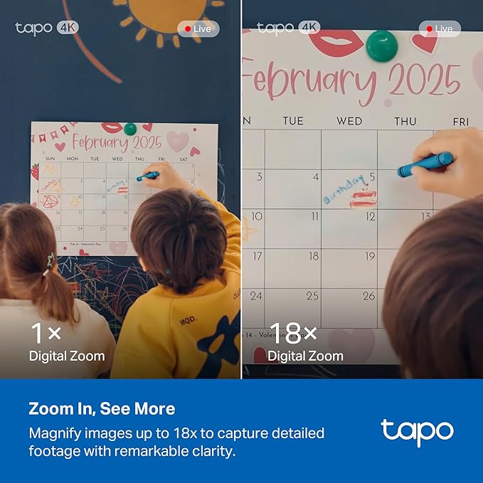 Tapo 4K Pan/Tilt Indoor Security Camera for Baby Monitor, Dog Camera w/Motion Detect and Track, 360° View, Color Night Vision, SD/Cloud Storage, Works w/Alexa, Google, and Bixby RoomCam 4K