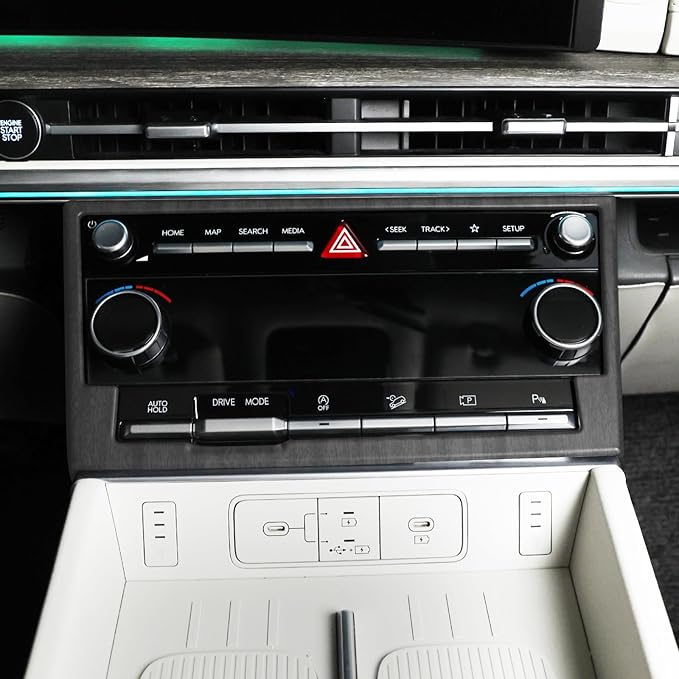 YOUTOOCAR Climate Control Panel Trim Frame Cover Compatible with Hyundai Santa Fe 2024–2025 Accessories (Wood Grain)