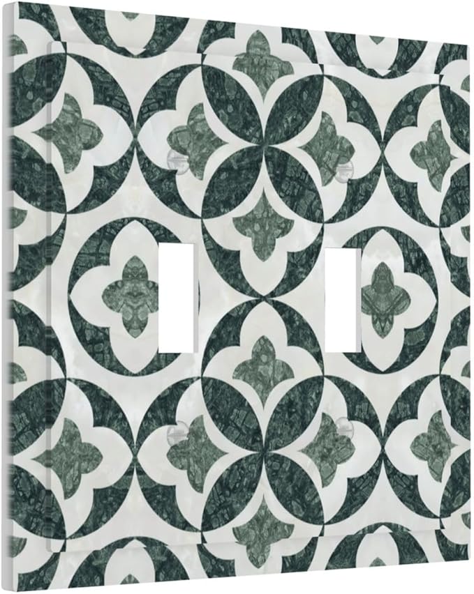 Bvtewkhz Green Luxury Modern Cubic Marble 2 Gang Double Toggle Decorative Light Switch Covers Electrical Faceplate Switch Plates for Bathroom Kitchen Home