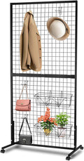 ktondic 3'×6' Double-Layer Grid Panels for Display, Movable Gridwall Panels Tower with T-Base Stand, Sturdy Wire Grid Wall Panels Metal Art Display Racks for Retail Displays Craft Shows