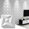 Greymond White PVC 3D Wall Panels, 33 Pack 11.8''x11.8''Geometric Design for Modern Home Decor Upgrade, Textured Tile Decorative & Paintable for Living Room Lobby Bedroom Hotel Office