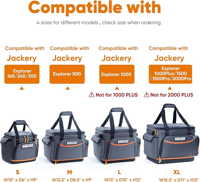 FRECOLSH Travel Carrying Case Compatible with Jackery Explorer 300/240/160, Portable Power Station Storage Case with Water- proof Bottom and Front Pockets for Jackery Accessories Solar Generator