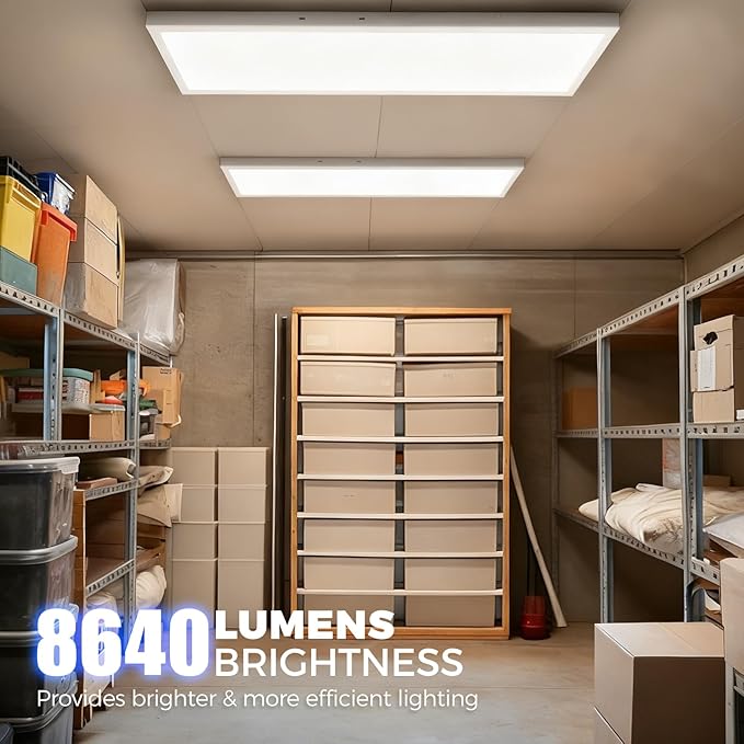 Barrina 1x4 LED Flat Panel Light Surface Mount, 8640LM 72W, 0-10V Dimmable, Selectable Flat Panel Ceiling Lights Fixture, 5CCT 3000K/3800K/4500K/5200K/6000K, Flush Mount for Kitchen, Garage, 4 Packs