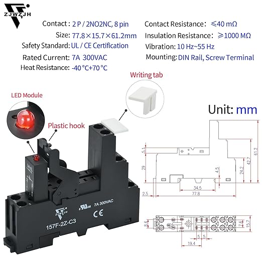 UL Listed 6Pcs 24VAC Relay Electromagnetic Power Relay 8Amp 8Pins DPDT with Test Button, Indicator Light Module and Socket Base 2NO 2NC AC 24V