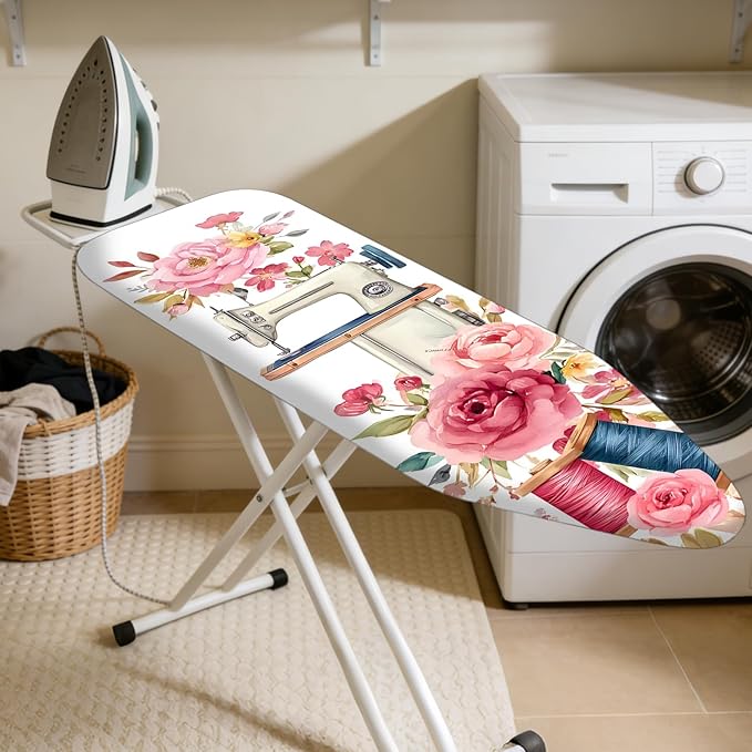 Nuxovilar Ironing Board Cover Needle Cotton 15x54 Inches | Ironing Board Cover and Pad Vintage Floral Needle Cotton for Bedroom, Laundry Nook, Craft Room