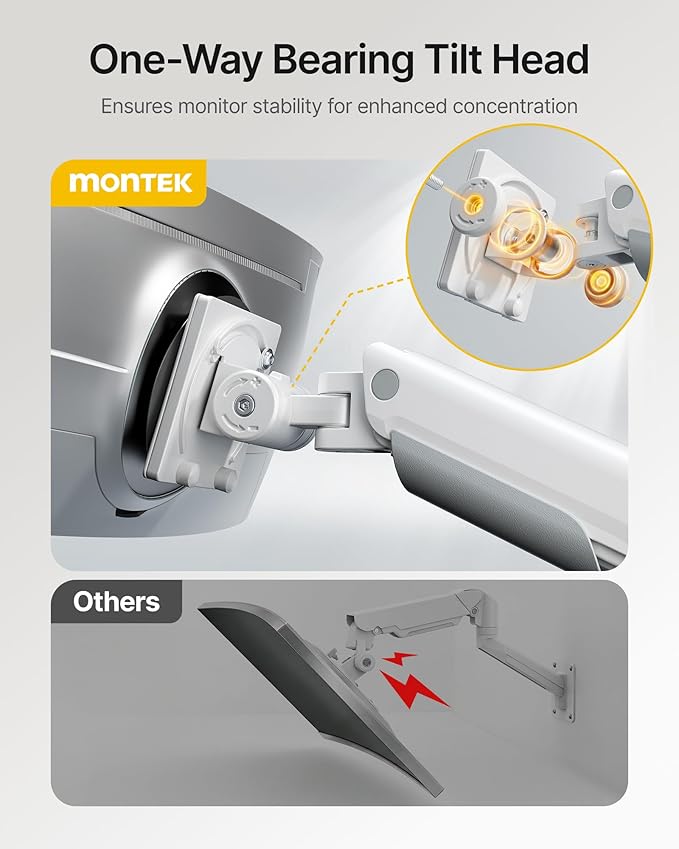 monTEK Heavy-Duty Single Monitor Wall Mount for 17-57” Ultrawide Screens up to 59.4lbs, Premium Aluminum Wall Mount Monitor Arm with Full Motion Adjustment, Pneumatic Lift, Max VESA 100x100