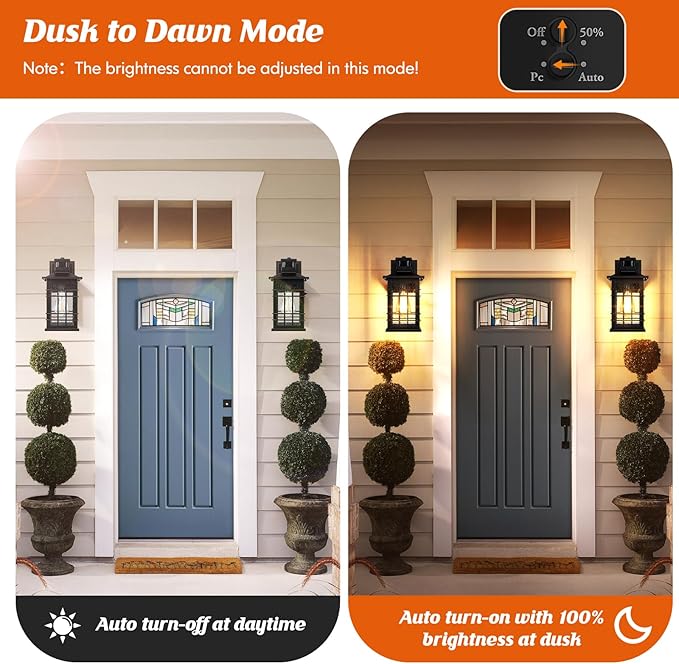 Motion Sensor Outdoor Light Fixture Wall Mount, Dusk to Dawn Oil-Rubbed Bronze Waterproof Outside Porch Light with E26 Base, Anti-Rust Exterior Wall Lantern with Bubble Glass for House Garage Garden