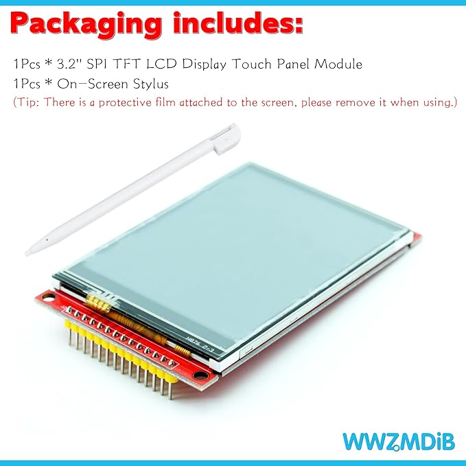 WWZMDiB TFT LCD Touch Display Module SPI Interface for Arduino (3.2", 320x240, ILI9341)