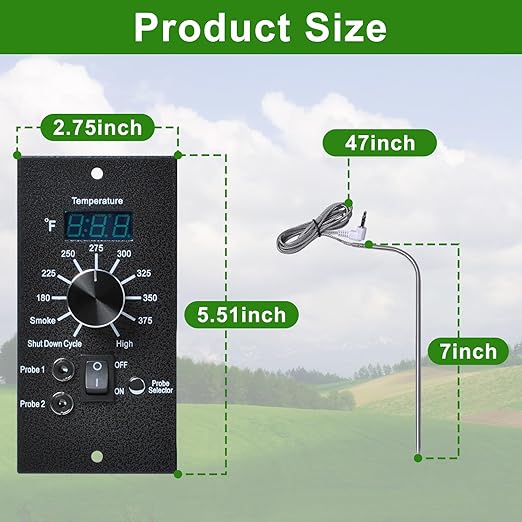 Digital Thermostat Kit Compatible with Traeger Pro 34 20 22 Series Wood Pellet Smoker Grills,Thermometer Control Panel Replacement Parts with Dual Meat Probe BAC365