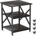 Printer Stand, 23.6 x 23.6 Inches Large Printer Stand with Adjustable Storage Shelf, 3 Tier Printer Table for Home Office, Rolling Printer Cart with Industrial Wheels, Mini Fridge Stand Table, Black