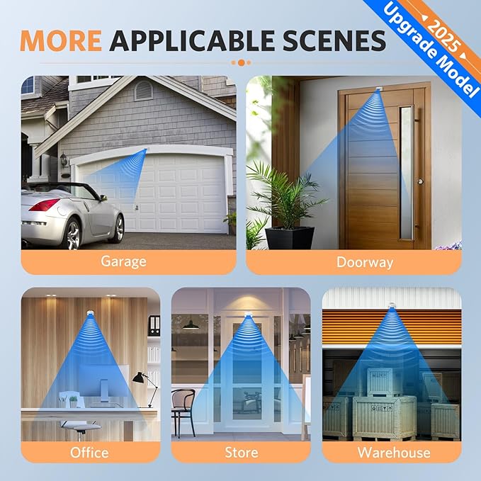Driveway Alarm Motion Sensor - Driveway Alarms Wireless Outside Weatherproof Motion Detector Presence Outdoor Detector Door Home Security System Gate Mailbox Alert 1 Receiver and 2 Sensors