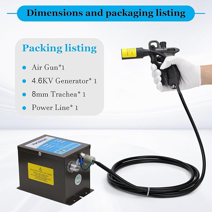 Fukueesn Anti Static Ionizing Air Gun 4.6KV upgrade Static Eliminator Anti Static Ionizer + High Voltage Generator with one Air gun
