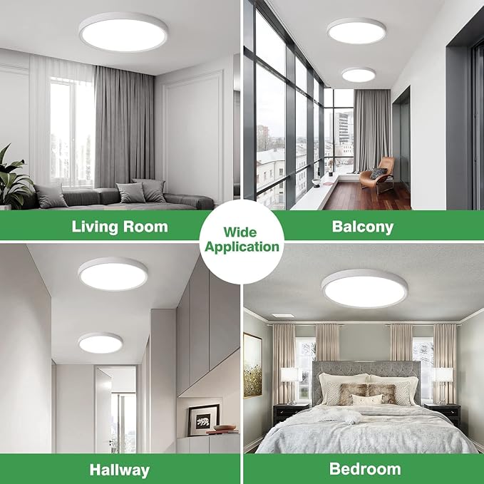 2PK 15.8 Inch LED Flush Mount Ceiling Light, 32W, 3480LM, 3000K/4000K/6000K CCT Selectable, Round Flat Panel Light Low Profile Ceiling Fitures for Hallway, Kitchen, Bedroom, Laundry Room