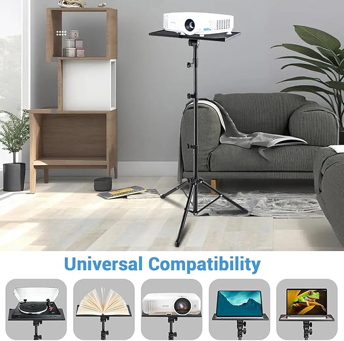 Naiveferry Adjustable Projector Stand Tripod, Laptop Stand Height from 26 to 63 Inch, Multifunctional DJ Rack Stand for Office Home or Studio