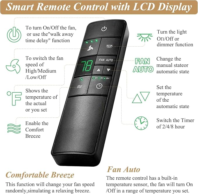 Hampton Bay Universal Ceiling Fan Thermostatic Remote Control Kit with Wall Holder for Hunter Home Decor Harbor Breeze，3-Speed Light Dimmer Timer Replacement for HD3 TR222A 98108 98130 98101 98131