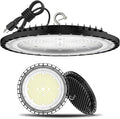 2Pack UFO LED High Bay Light 250w, 5000K,36,000LM, 5 ft cable with Us Plug UL Certified Plug,Hanging HookIP65 Commercial Warehouse Area Light for Wet Location Area, Workshop, Garage, Factory Barn
